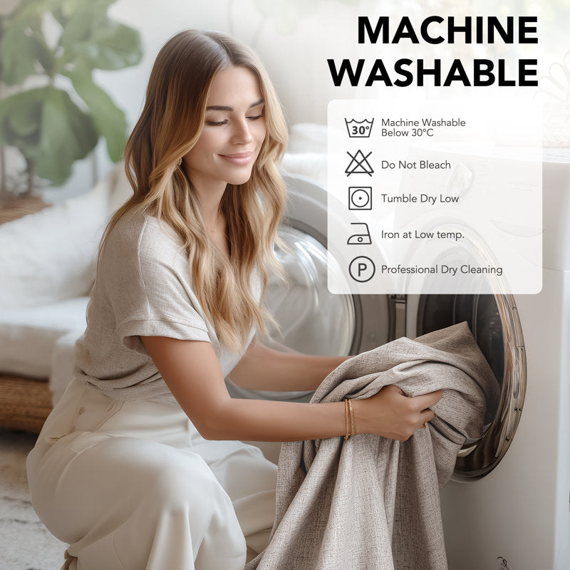 100% Blackout Faux Linen Curtains - Thermal & Noise Reducing Drapes