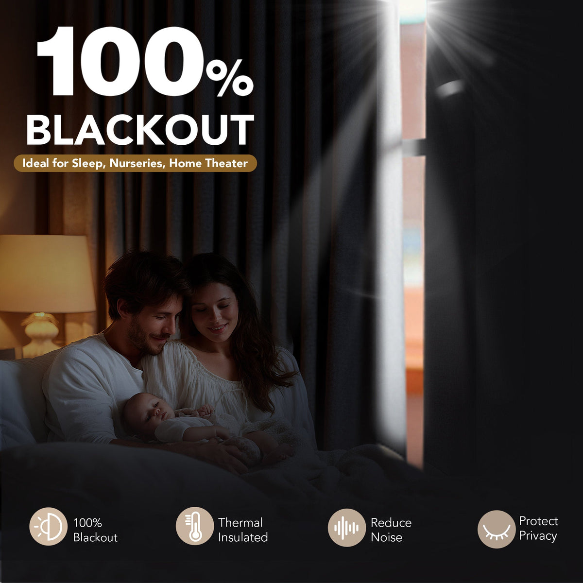100% Blackout Faux Linen Curtains - Thermal & Noise Reducing Drapes