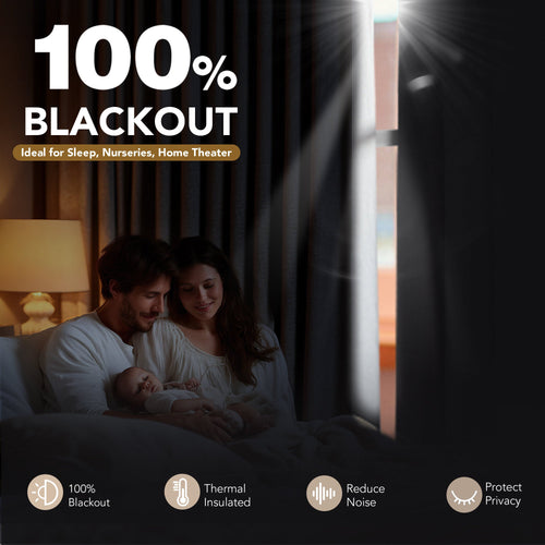 100% Blackout Faux Linen Curtains - Thermal & Noise Reducing Drapes