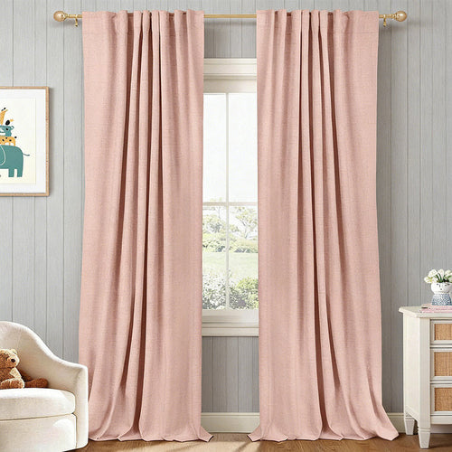 100% Blackout Linen Curtains - Thermal Insulated Bedroom Drapes