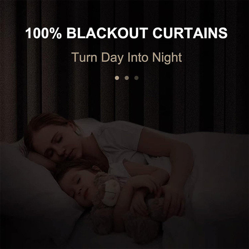 100% Blackout Linen Curtains - Thermal Insulated Bedroom Drapes
