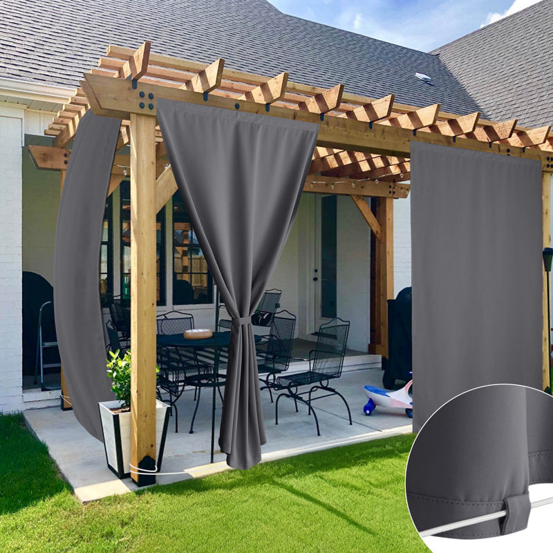 Rod-Free Outdoor Curtains Waterproof Privacy Drapes for Gazebo
