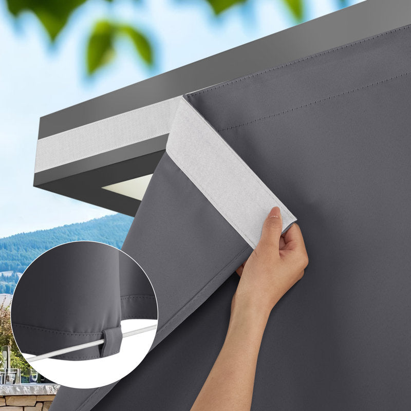 Rod-Free Outdoor Curtains Waterproof Privacy Drapes for Gazebo