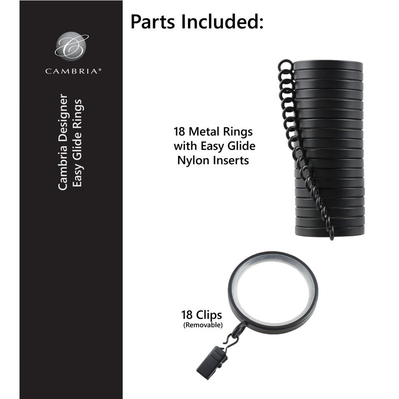 Metal Curtain Rings Brushed Gold for 1-1.25 Inch Rods - 18 Pack
