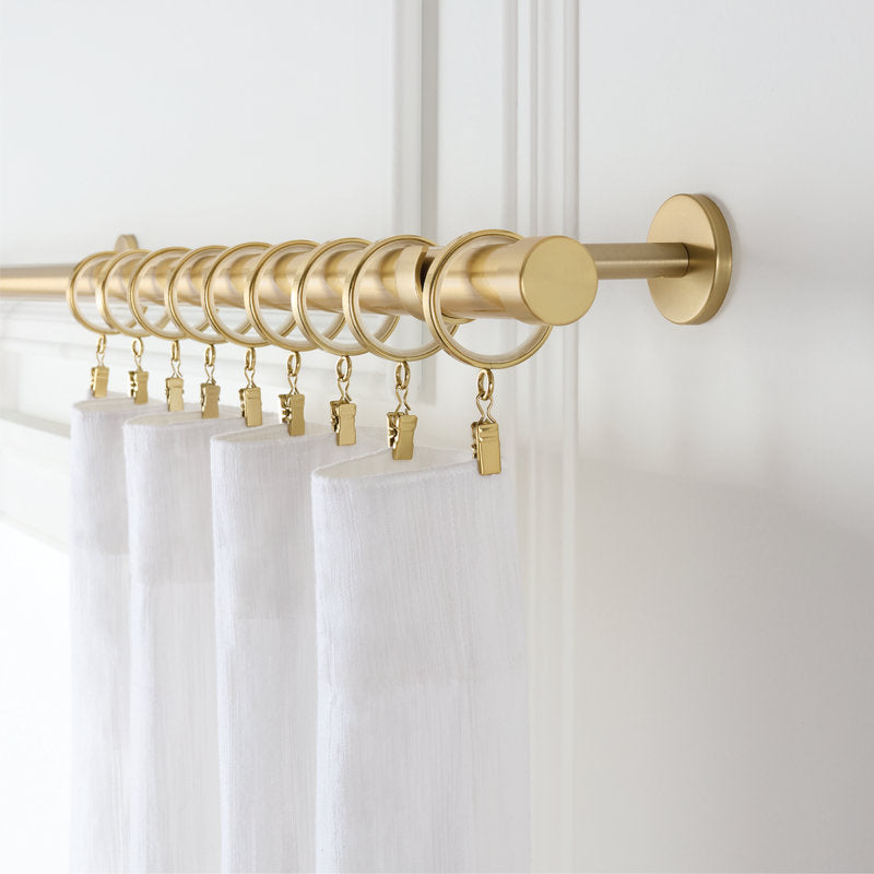 Metal Curtain Rings Brushed Gold for 1-1.25 Inch Rods - 18 Pack