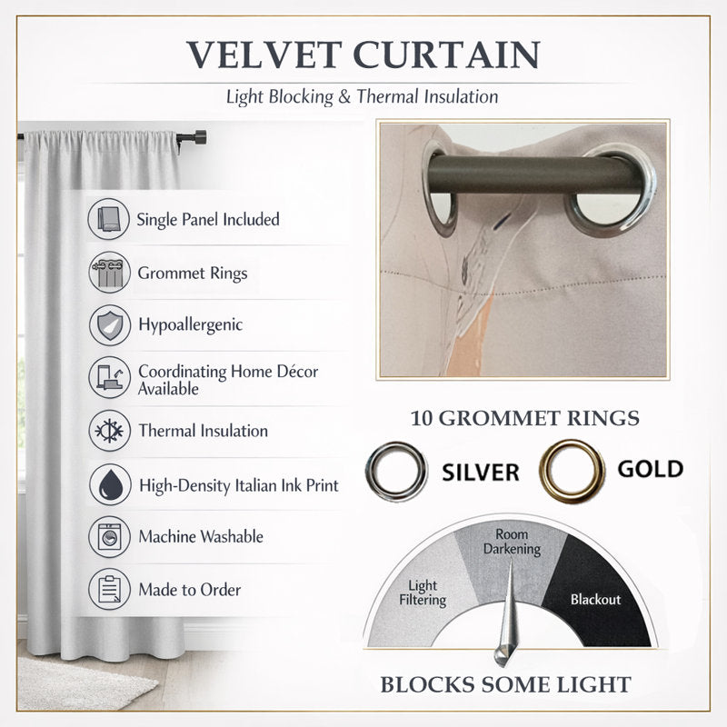 Celestial Star Velvet Curtains - Kids Bedroom Room Darkening Panels