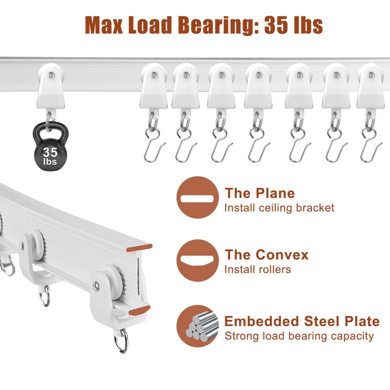 Flexible Ceiling Curtain Track - Bendable PVC for RV & Bay Windows