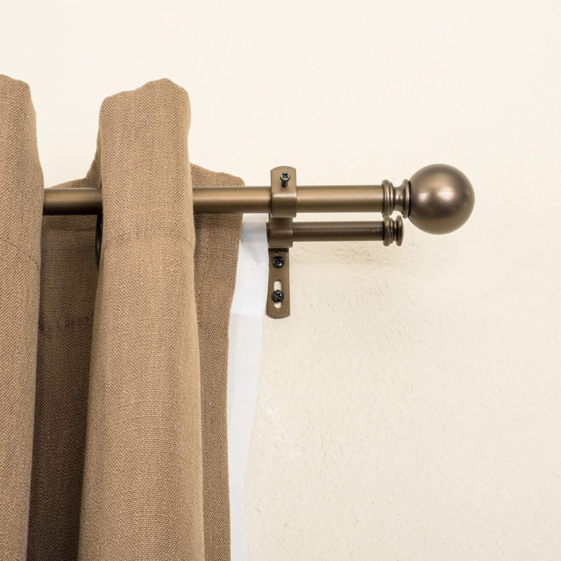Adjustable Double Curtain Rod Set - Black Metal Window Treatment