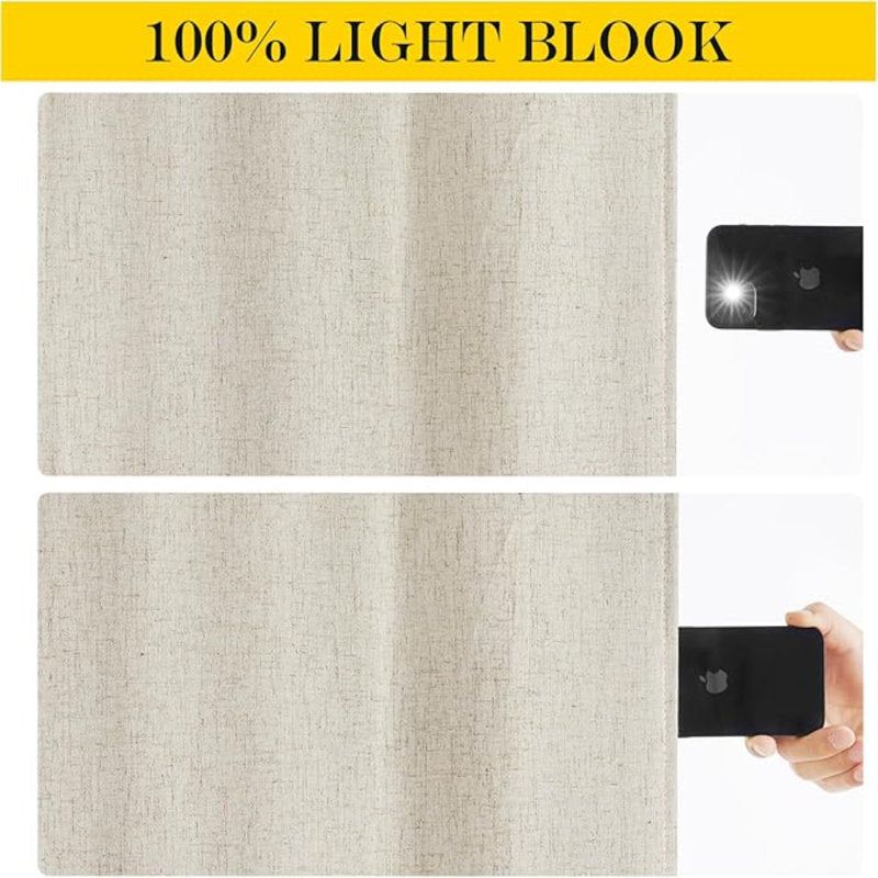 100% Blackout Linen Door Curtain for French & Patio Doors - 25x72