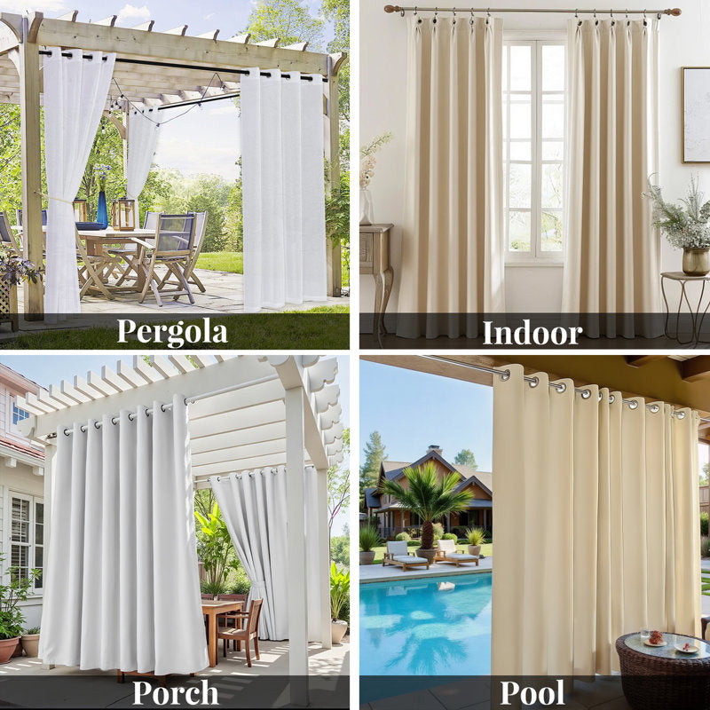 Waterproof Outdoor Curtains - Thermal Blackout Drapes for Porch & Patio