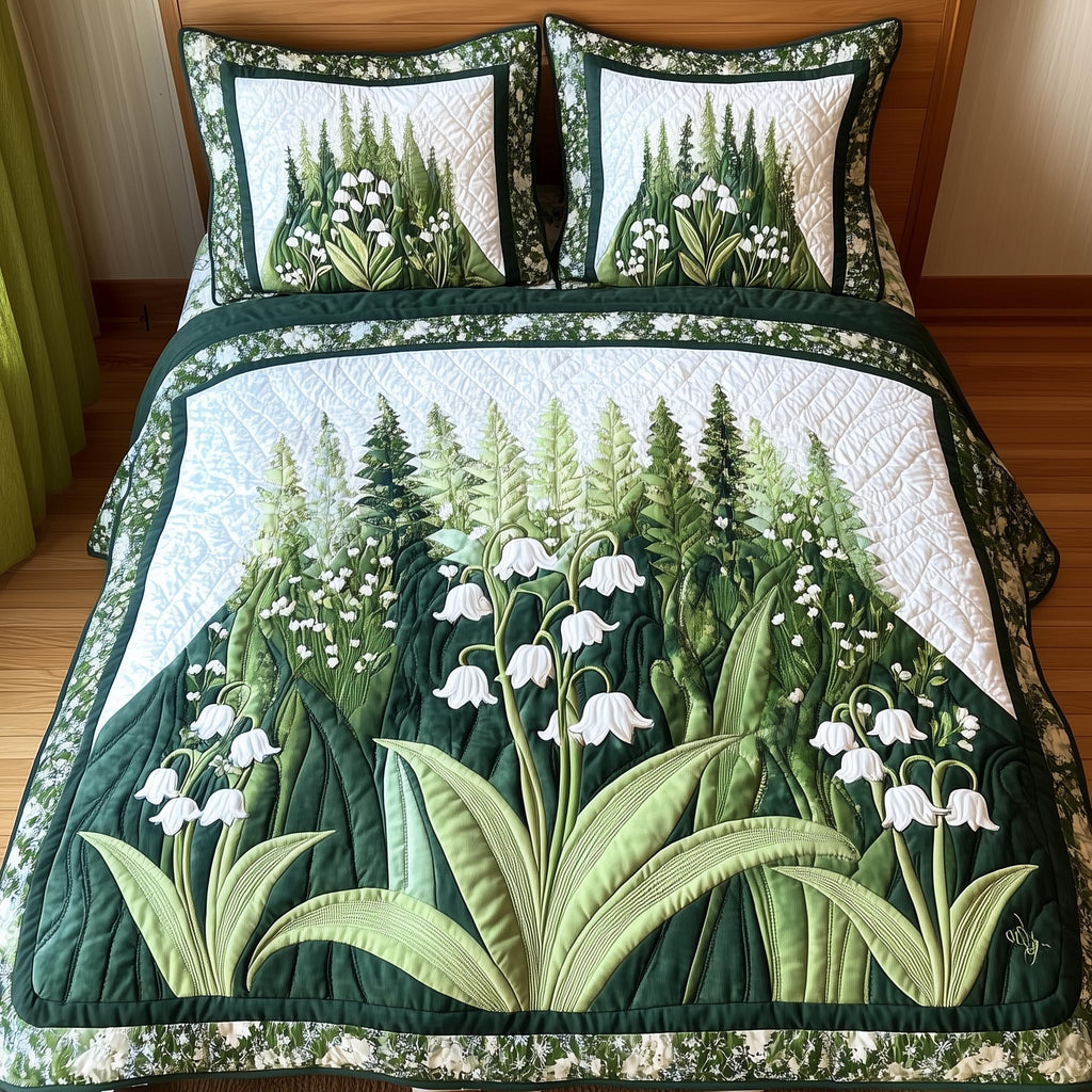 Lily Of The Valley 3-Piece Quilted Bedding Set GFTONL4061
