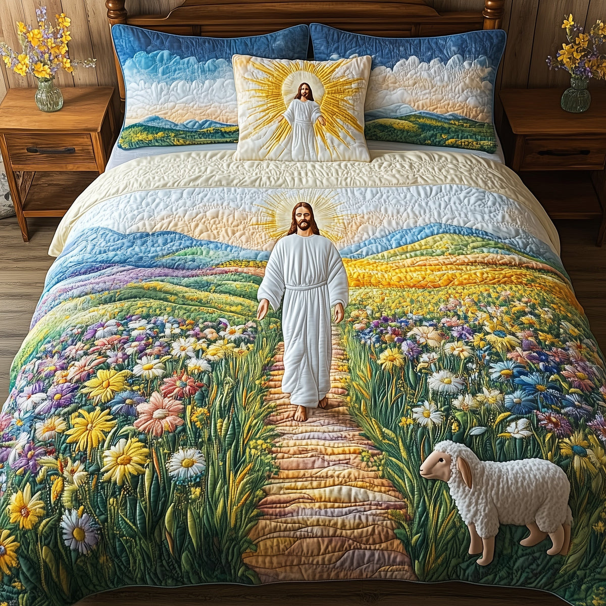 Jesus the Great 3-Piece Quilted Bedding Set GFTOHD4629