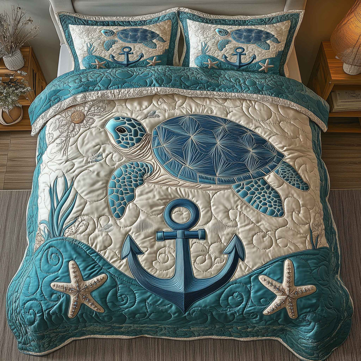Turtle's Haven 3-Piece Quilted Bedding Set GFTONL3415