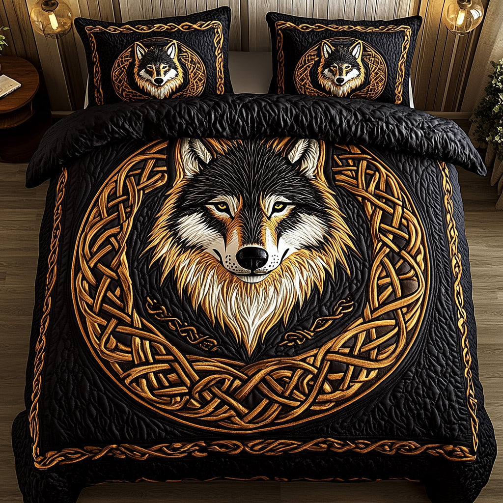 Nordic Wolf Spirit 3-Piece Quilted Bedding Set GFTOTP6588