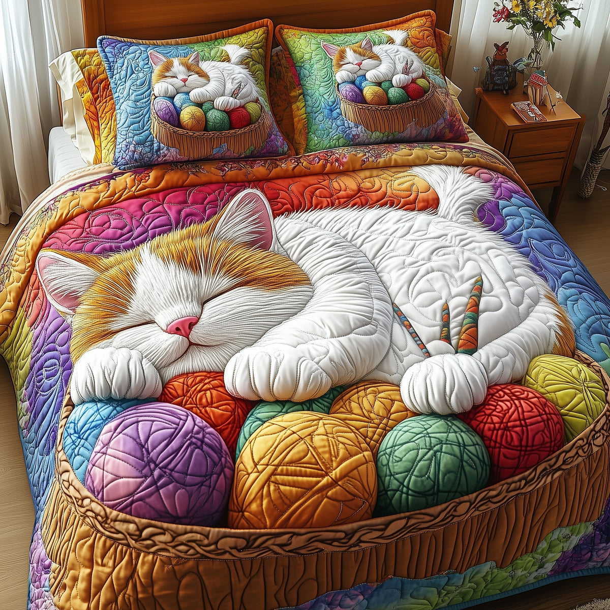 Yarn  3-Piece Quilted Bedding Set GFTONT154
