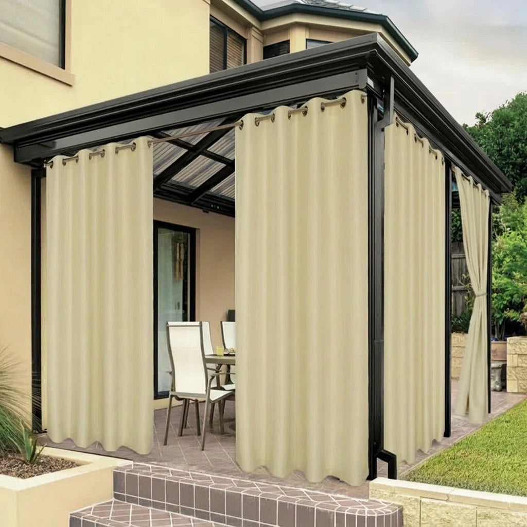 Waterproof Outdoor Patio Curtain - Polyester Privacy Drape for Porch