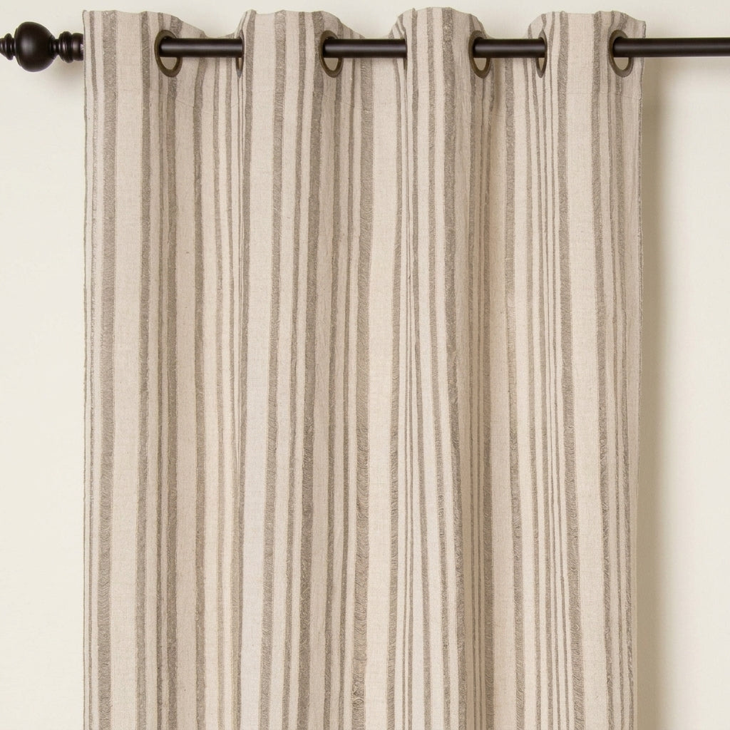 Linen Cotton Grommet Curtain - Textured Stripe Window Treatment
