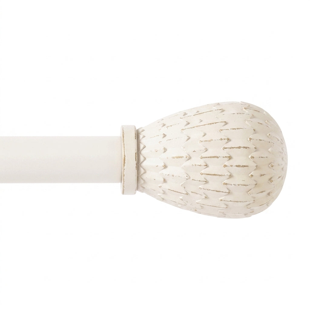 5/8" Adjustable Curtain Rod with Brun Finials - White Finish