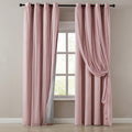 Double Layer Blackout Curtains Sheer Overlay for Bedroom & Living Room