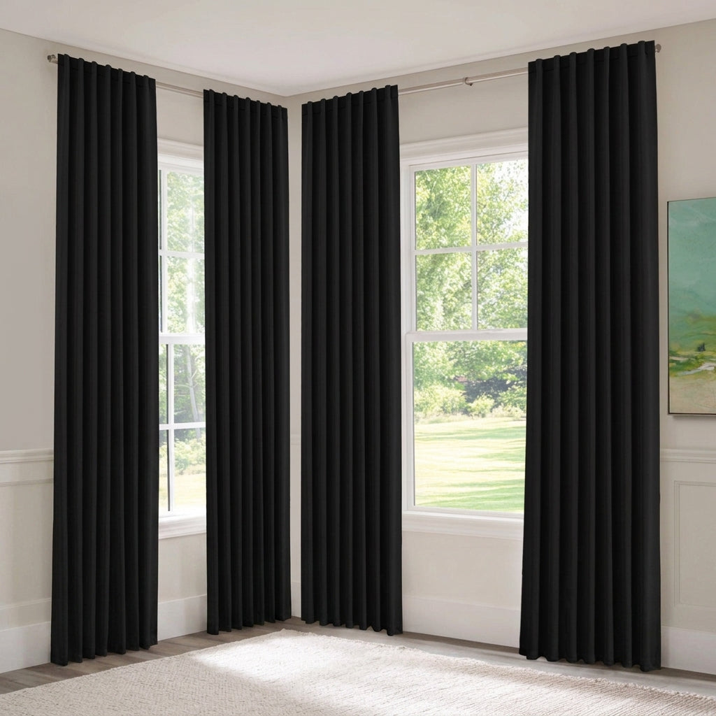 Blackout Curtain Set Thermal Polyester for Bedroom & Living Room