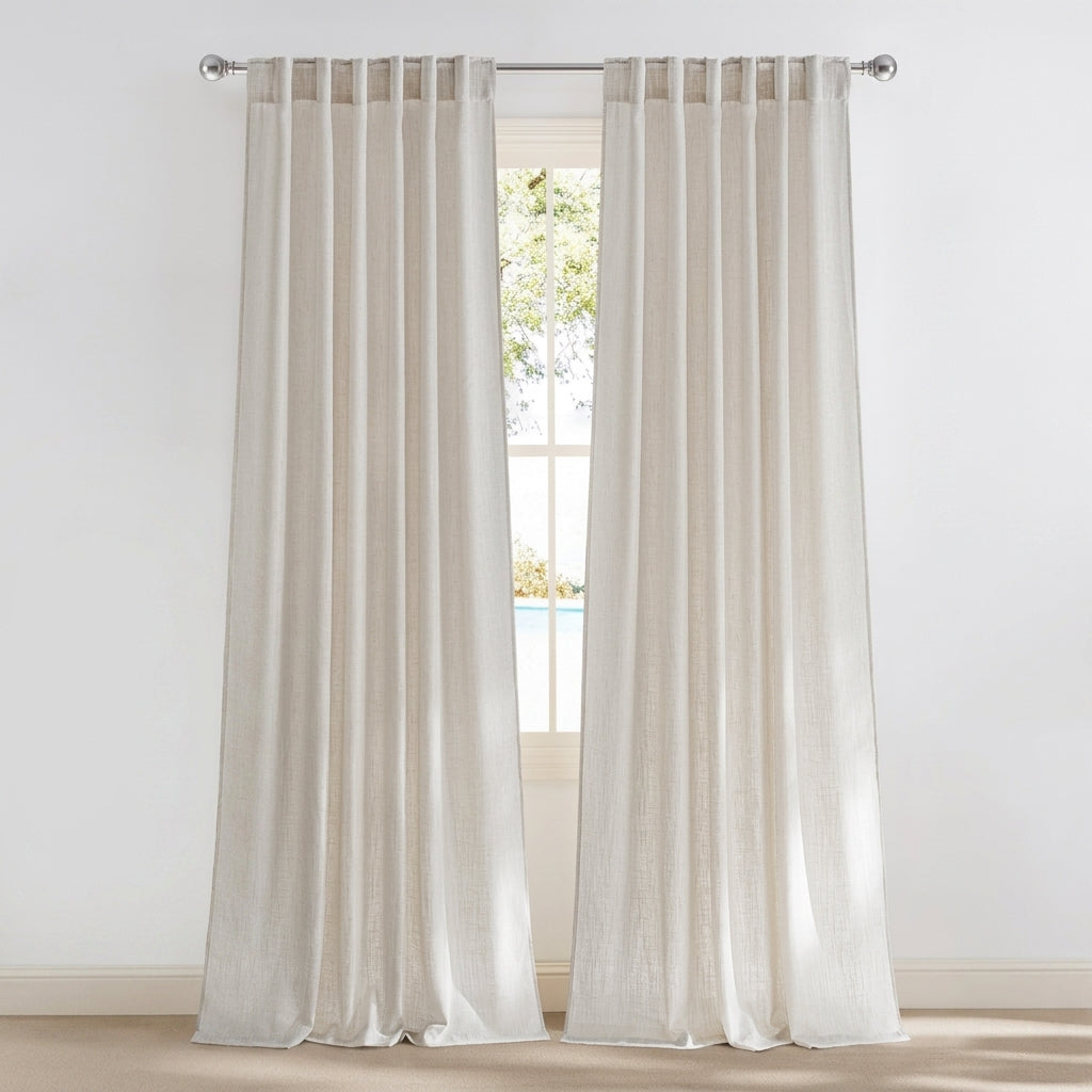 Linen Blend Privacy Curtains - Farmhouse Drapes for Bedroom