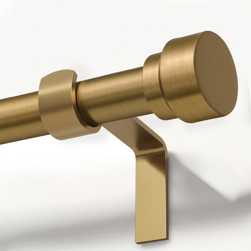 1" Gold Adjustable Curtain Rod Heavy Duty Brass for Windows