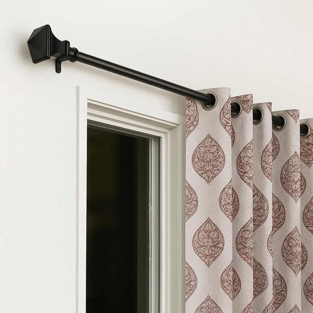 Heavy Duty Metal Curtain Rod - French Square Matte Black 18-44"