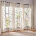 Linen Floral Embroidered Curtains - 4 Panel Farmhouse Set