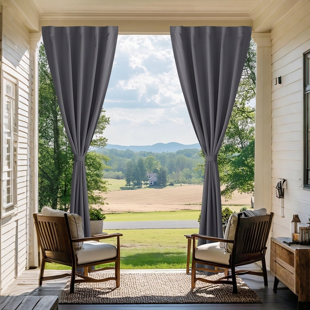 Rod-Free Outdoor Curtains Waterproof Privacy Drapes for Gazebo
