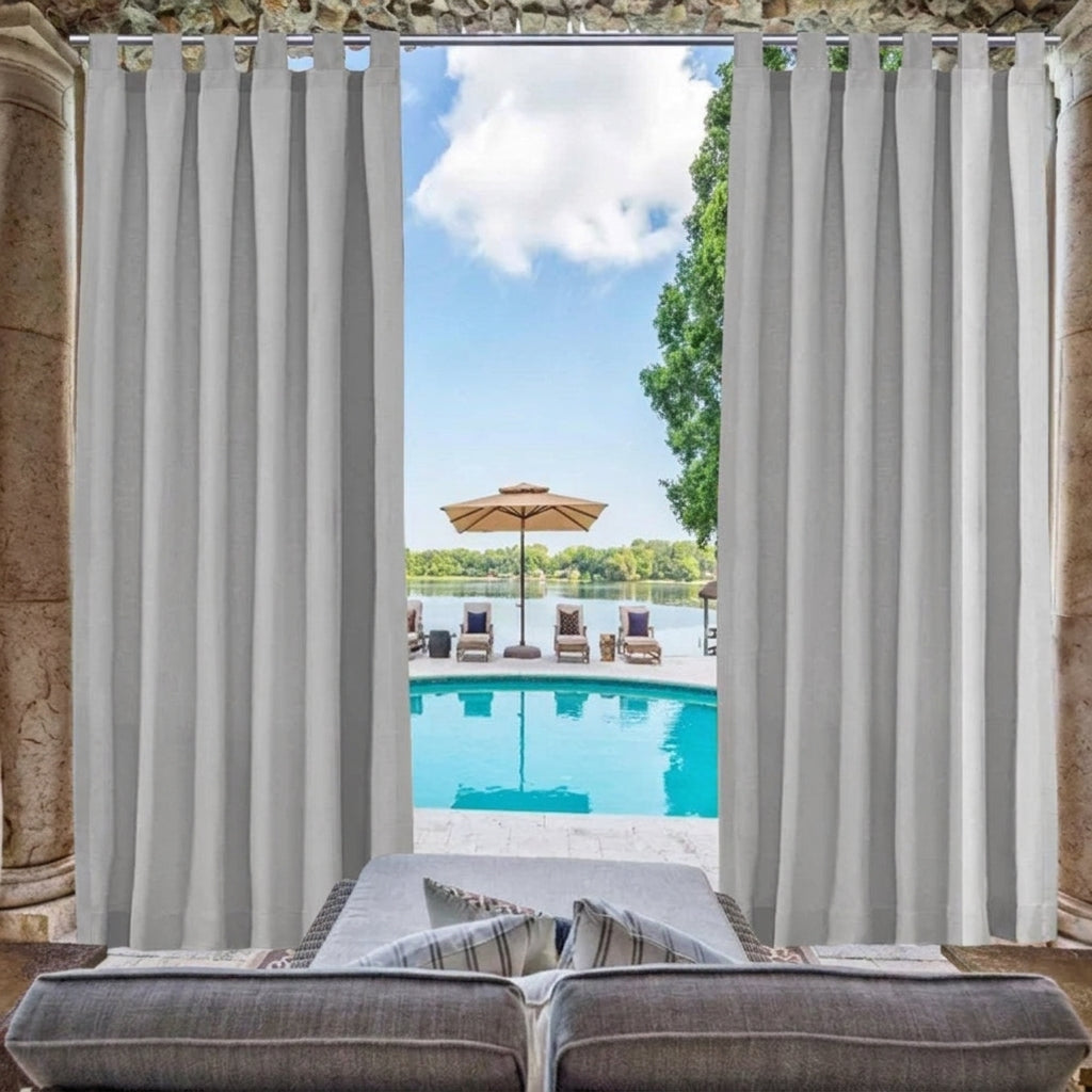 Grey Outdoor Tab Top Curtain Panel for Pergola & Patio