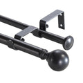 Adjustable Double Curtain Rod Set - Black Metal Window Treatment