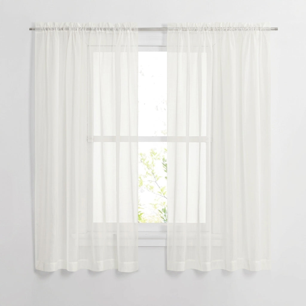 Sheer Voile Curtains Rod Pocket Light Filtering Panels for Living Room