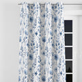 Blue Meadow Floral Blackout Curtains - Faux Linen Grommet Window Panels