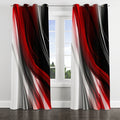 Abstract Modern Waves Blackout Curtain - Faux Linen Grommet Panel