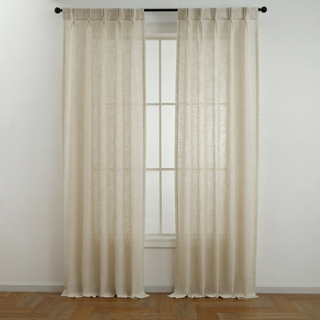 Linen Room Darkening Curtains - Rod Pocket Set for Bedroom & Living