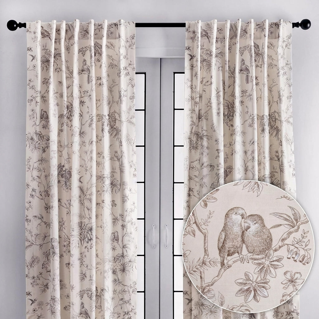 Maison d' Hermine Cotton Toile Curtains - Set of 2 Living Room Drapes