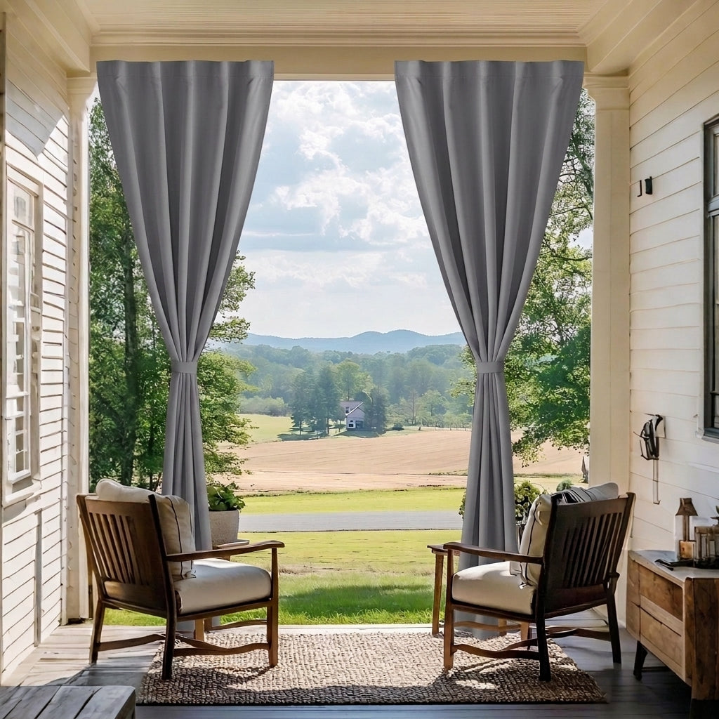 Rod-Free Outdoor Curtains Waterproof Privacy Drapes for Gazebo