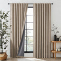 100% Blackout Faux Linen Thermal Curtains for Bedroom (Set of 2)