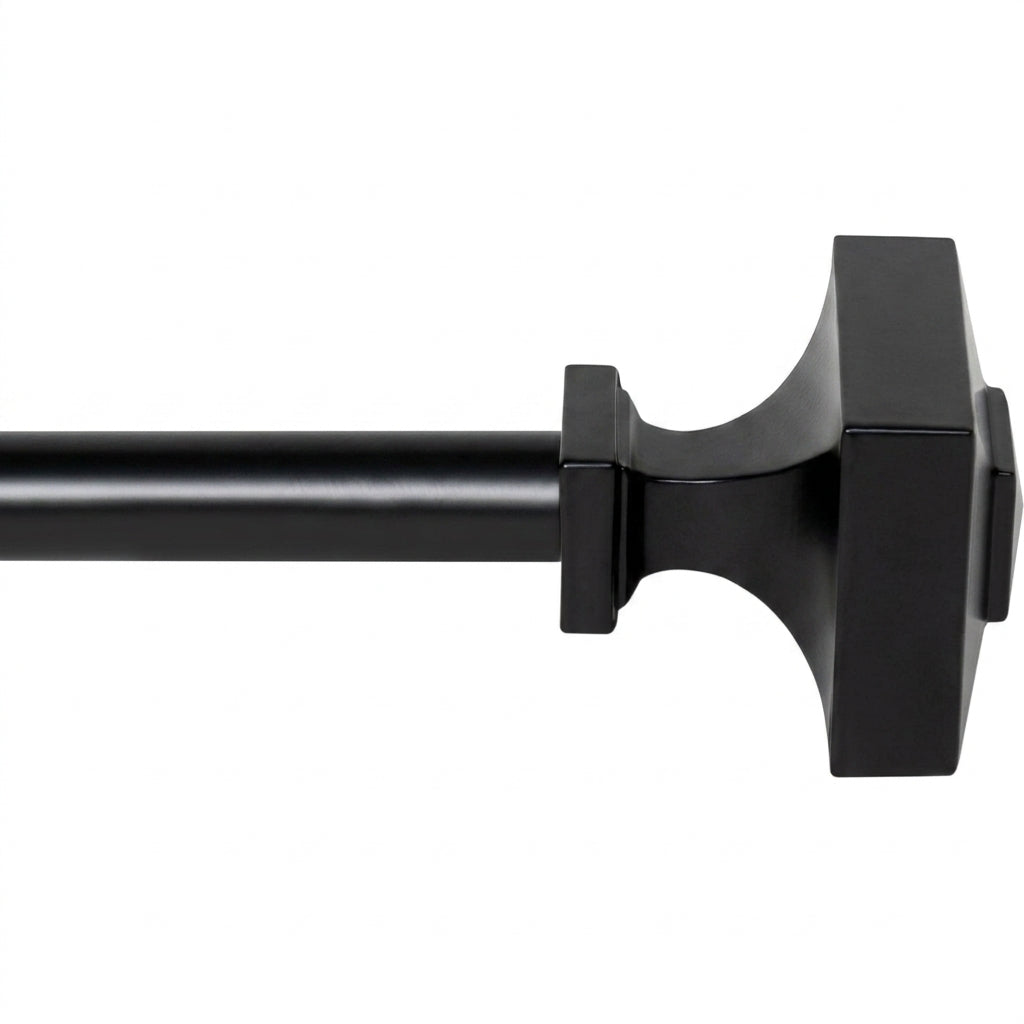 Adjustable Iron Curtain Rod - Matte Black Heavy Duty Window Pole