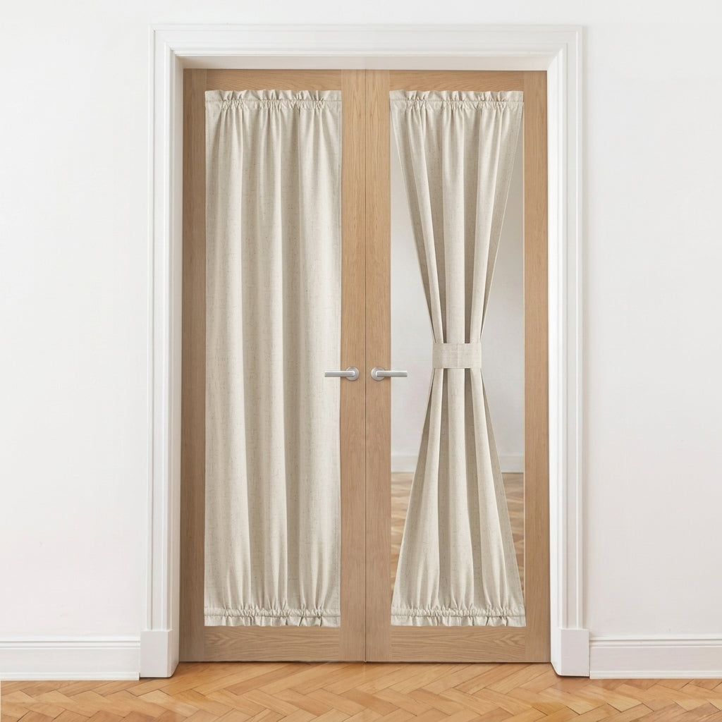 100% Blackout Linen Door Curtain for French & Patio Doors - 25x72