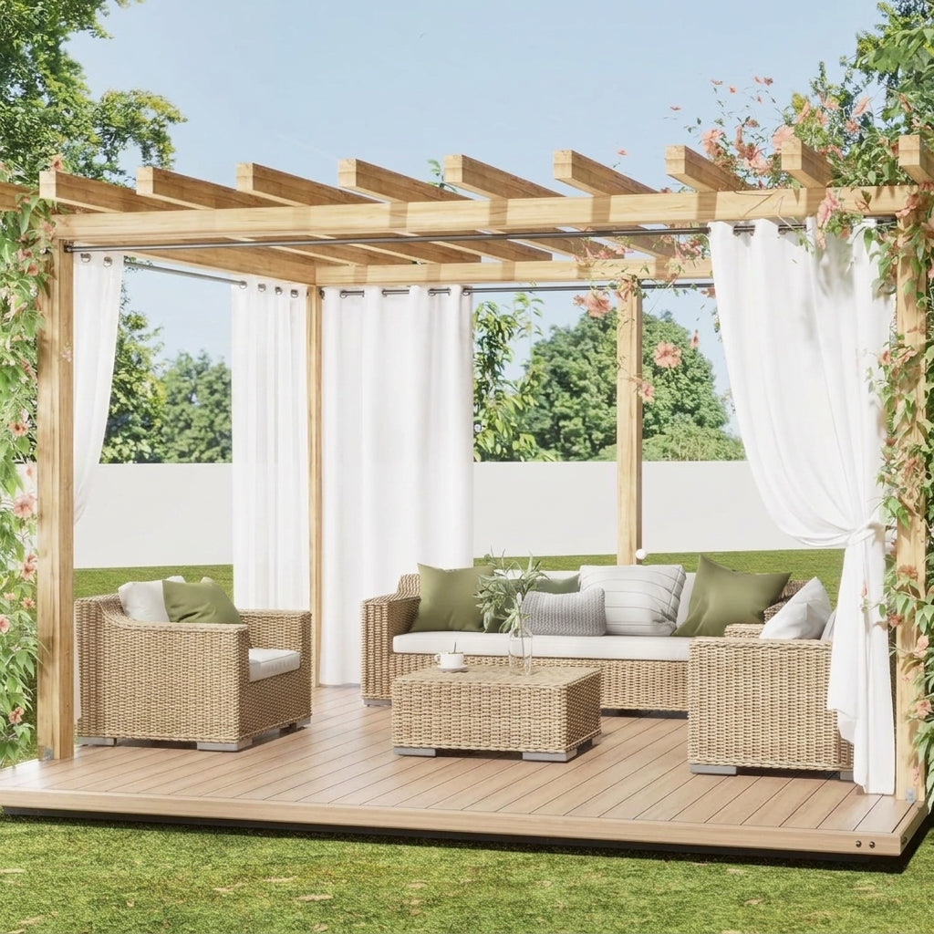 Outdoor Sheer Privacy Curtains - Waterproof UV Drapes for Patio