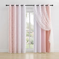 Ombre Blackout & Leaf Sheer Curtain Set - 4pc Living Room Drapes